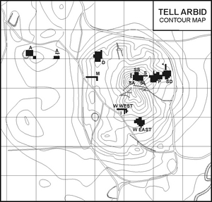 Tell Arbid - contour map with sectors marked